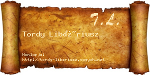 Tordy Libériusz névjegykártya